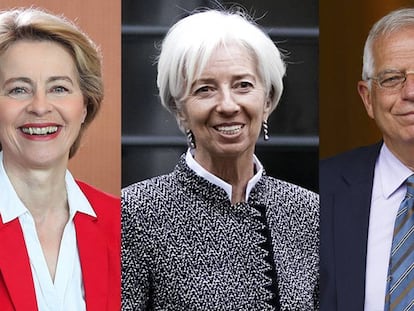 Von der Leyen, Lagarde y Borrell. En vídeo, dos mujeres conservadoras presidirán la Comisión Europea y el BCE.