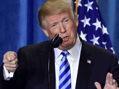 Donald Trump, el pasado lunes en Washington. En vídeo, declaraciones de Trump contra el embajador británico el pasado 8 de julio.