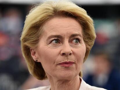 Ursula von der Leyen, en el pleno de investidura en Estrasburgo este martes.