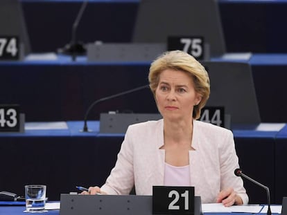 La nueva presidenta de la Comisión Europea, Ursula von der Leyen, este martes en Estrasburgo.