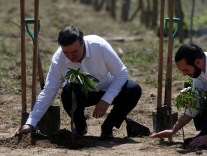 brard y Bukele siembran árboles en El Salvador.