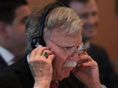 John Bolton, asesor de Seguridad Nacional de la Casa Blanca, este martes en Lima (Perú). En vídeo, declaraciones de Bolton.