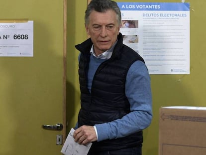 Mauricio Macri durante la jornada electoral.