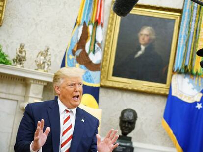 El presidente de EE UU, Donald Trump, en la Casa Blanca. En vídeo, Trump habla sobre las declaraciones de la primera ministra danesa.