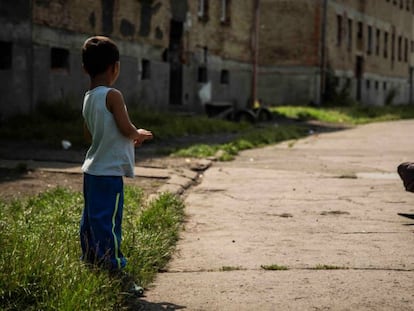 A Roma child in a slum in Ostrava.