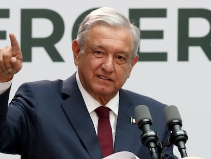 López Obrador en la presentación del primer informe de gobierno.