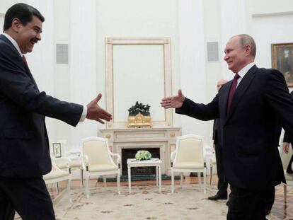 Putin recibe en el Kremlin a Maduro, este miércoles.