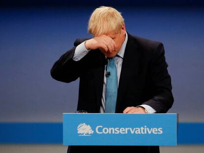 En vídeo, el primer ministro del Reino Unido, Boris Johnson, el miércoles en el congreso del Partido Conservador celebrado en Mánchester.