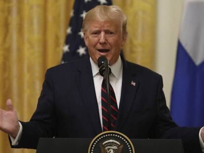 Donald Trump, este miércoles, en la Casa blanca durante una rueda de prensa.