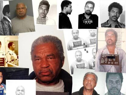 Montaje de fotos policiales de Samuel Little a lo largo de décadas. En vídeo, los testimonios del asesino.