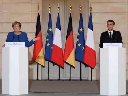 Emmanuel Macron y Angela Merkel, el 13 de octubre en París. En vídeo, las declaraciones de ambos.