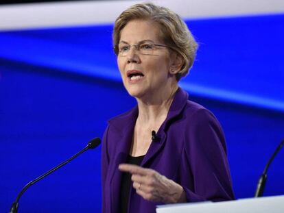 La senadora Elizabeth Warren, durante el debate. En vídeo, reaaciones en Estados Unidos al debate demócrata.