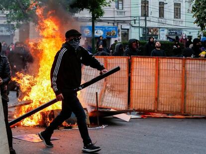 Manifestantes en Valparaíso, este sábado.