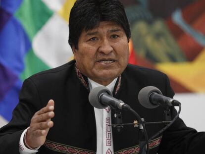 Evo Morales, en rueda de prensa, este miércoles.