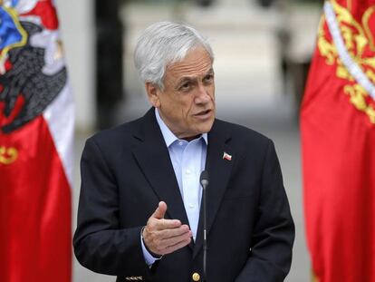 El presidente chileno Sebastián Piñera, durante un mensaje a la nación, en Santiago.