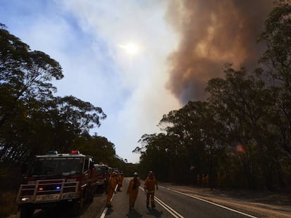 Los bomberos llegan a controlar un incendio en Nueva Gales del Sur, este miércoles.