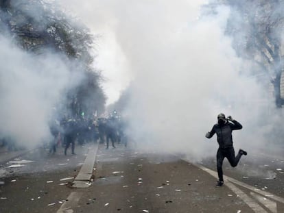 Disturbios durante la manifestación del jueves en París.