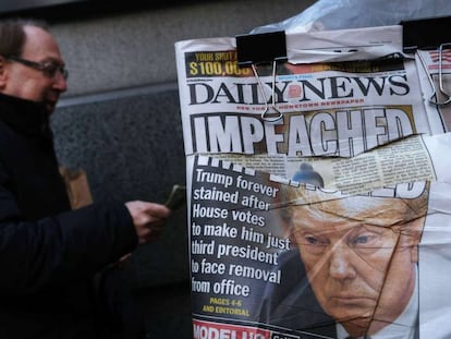 Portada del 'Daily News', este jueves en Nueva York. En vídeo, el 'impeachment' en cinco claves.