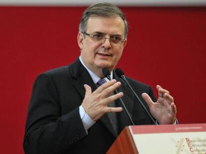 El canciller mexicano Marcelo Ebrard, el martes durante la inauguración de reunión de embajadores y cónsules.