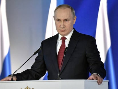 El presidente ruso, Vladímir Putin, durante un acto este miércoles en Moscú. En vídeo, sus declaraciones.