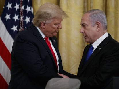 Donald Trump y Benjamin Netanyahu, este martes en la Casa Blanca. En el video, el discurso de Donald Trump.