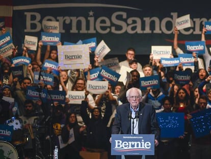 Bernie Sanders, en un acto de campaña en Cedar Rapids (Iowa).