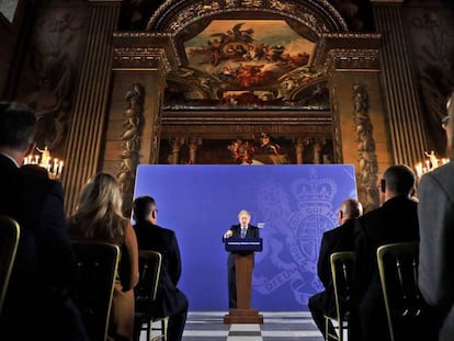 El primer ministro del Reino Unido, Boris Johnson, este lunes en Greenwich (Londres). En vídeo, declaraciones de Johnson.