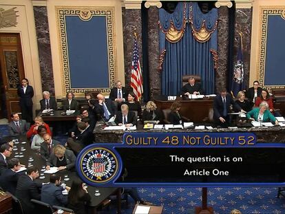 El Senado de EE UU, este miércoles tras absolver a Trump de la acusación por abuso de poder.