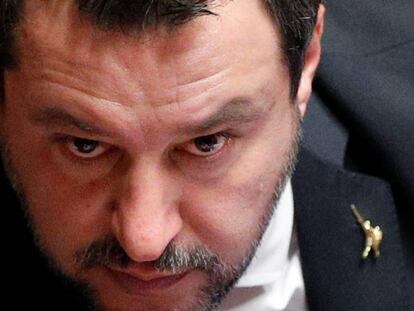 Matteo Salvini, este miércoles en el Senado. En vídeo, su intervención antes de la votación.