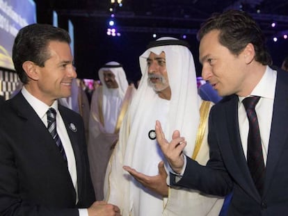 Peña Nieto y Emilio Lozoya en la Cumbre Mundial de Energía del Futuro, en Abu Dhabi, en 2016.