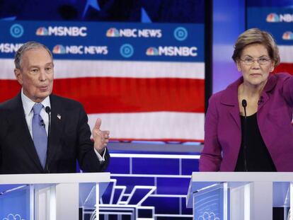 Michael Bloomberg y Elizabeth Warren, en el debate de Las Vegas el miércoles. En vídeo, las declaraciones de Warren después del debate.