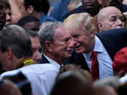 Michael Bloomberg y Donald Trump, en una imagen de archivo de 2016. En vídeo, Sanders se dirige a Bloomberg en el mitin del viernes en Nevada: "No puede comprar la presidencia".