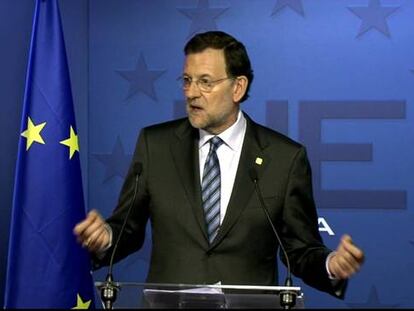 Mariano Rajoy explica el acuerdo alcanzado en el Consejo Europeo y niega que tenga contrapartidas para la economía española (a partir del minuto 4:30).