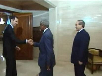 Kofi Annan durante su encuentro con El Asad.