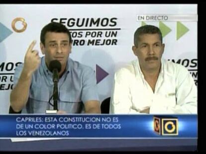 El líder la oposición, Henrique Capriles, opina sobre la próxima toma de posesión del presidente de Venezuela.