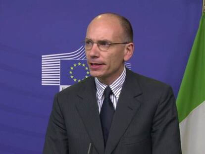 Conferencia de prensa de Letta y Barroso.