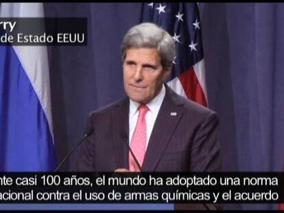 Rueda de prensa de John Kerry y Sergei Lavrov para anunciar el pacto para que Siria destruya sus armas químicas.