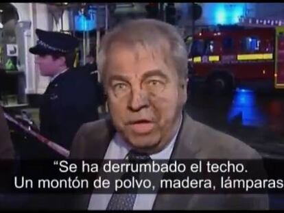 Se derrumba parte del techo de un teatro en Londres en plena representación