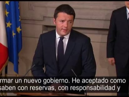 Matteo Renzi em conferência de imprensa nesta segunda-feira pela manhã.