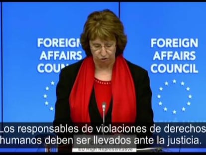 La jefa de la diplomacia europea, Catherine Ashton, el jueves en Bruselas.