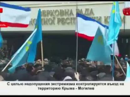 Protestas prorrusas en la península de Crimea.