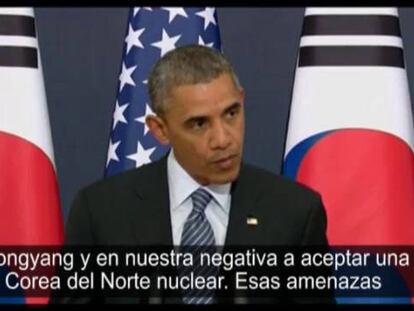 El presidente Barack Obama durante su discurso en Corea del Sur.