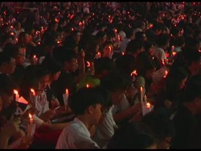 Vigilia masiva por el 25 aniversario de Tiananmen.