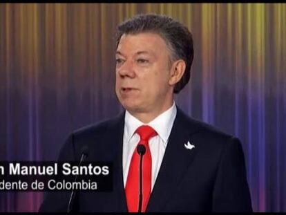 Santos, reelegido presidente de Colombia, habla sobre el proceso de paz con las FARC.