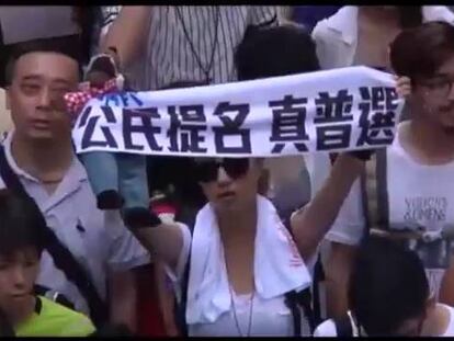 Manifestación multitudinaria por la democracia en Hong Kong