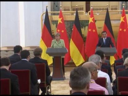 Declaraciones de la canciller alemana, Angela Merkel, sobre el espía dobre durante su visita oficial a China.