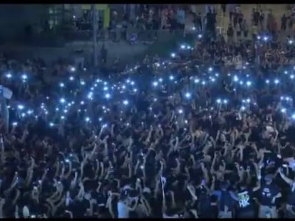 Novo dia de protestos no centro de Hong Kong.