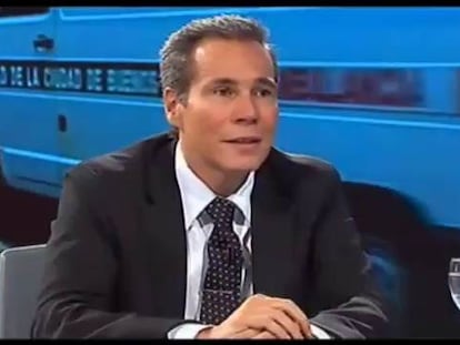 Nisman durante entrevista na TV em que se referiu ao caso que investigava, na quarta-feira.