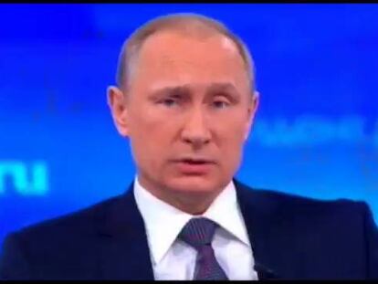 Vladimir Putin durante el programa que hace todos los años respondiendo a preguntas del público.