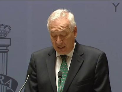 El ministre d'Afers exteriors, José Manuel García-Margallo, informa de les últimes dades sobre els espanyols al Nepal.